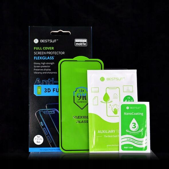Szkło hybrydowe Bestsuit Flexible 5D Full Glue do iPhone 17 Pro Max czarny