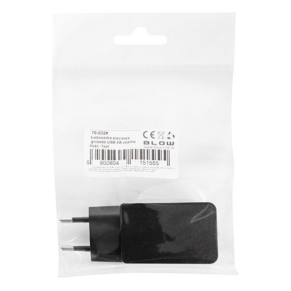 76-032# Ładowarka sieciowa gniazdo usb 2a czarna