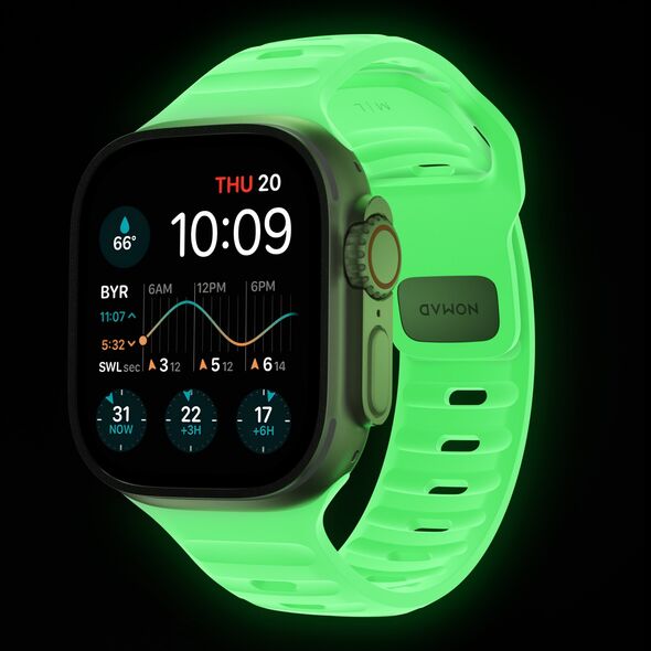 Nomad Nomad Sport Strap, Glow 2.0 - Apple Watch Ultra 2/1 (49mm) 9/8/7 (45mm)/6/SE/5/4 (44mm)/3/2/1 (42mm) 13239855 856504015800