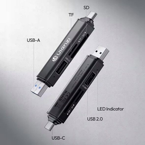 Ulanzi Cr1 Czytnik Kart 3w1 Usb 3.0 / Usb-c Sd Tf Microsd / 150–200 Mb/s / Cr1 / Sku:x117
