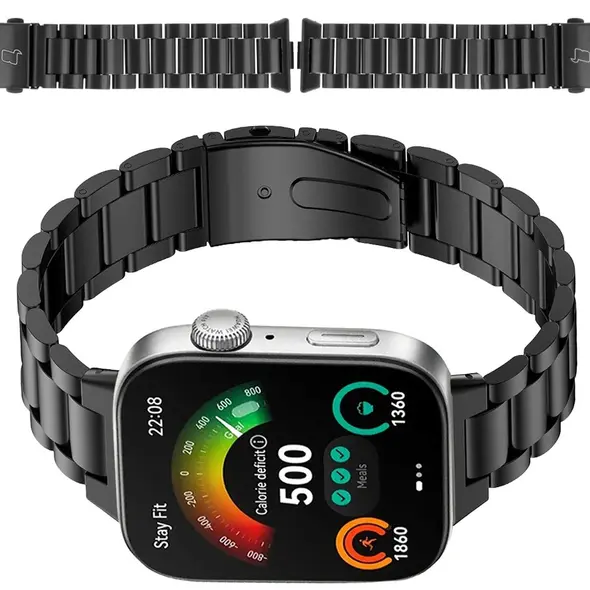 Pasek ze stali nierdzewnej Bizon Strap Watch Aura do Huawei Watch Fit 4 Pro / Fit 4 / Fit 3 czarny