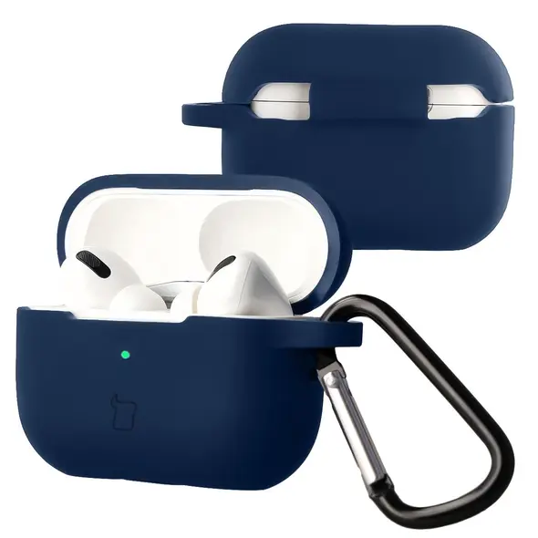 Silikonowe etui z karabińczykiem Bizon Case Headphone Silicone do Apple AirPods Pro 2 granatowe