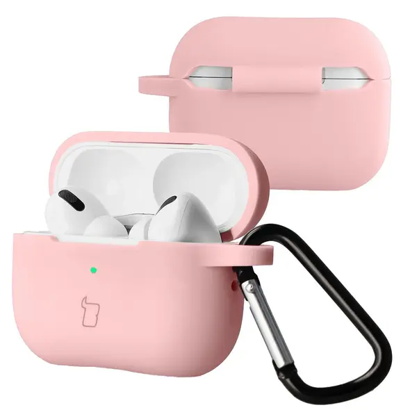 Silikonowe etui z karabińczykiem Bizon Case Headphone Silicone do Apple AirPods Pro 2 jasnoróżowe