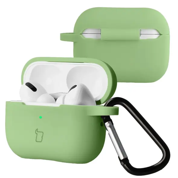 Silikonowe etui z karabińczykiem Bizon Case Headphone Silicone do Apple AirPods Pro 2 jasnozielone