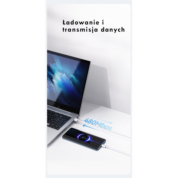 Kabel USAMS US-SJ603 U84 3A USB-C do USB-A 3m biały