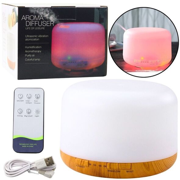 Nawilżacz Powietrza Dyfuzor Aromaterapia Lampka Nocna LED Pilot 300ml