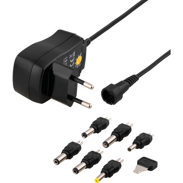 Deltaco PSR-06A, Εσωτερικός, 230 V, 3 - 12 V, AC-to-DC, Μαύρο