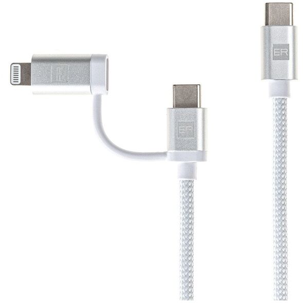 Καλώδιο ER Power Dual - καλώδιο USB-C/USB-C και Lightning MFI 1m λευκό - Εγγύηση ασφάλειας. Απλές δόσεις. Δωρεάν αποστολή από 170 zł.