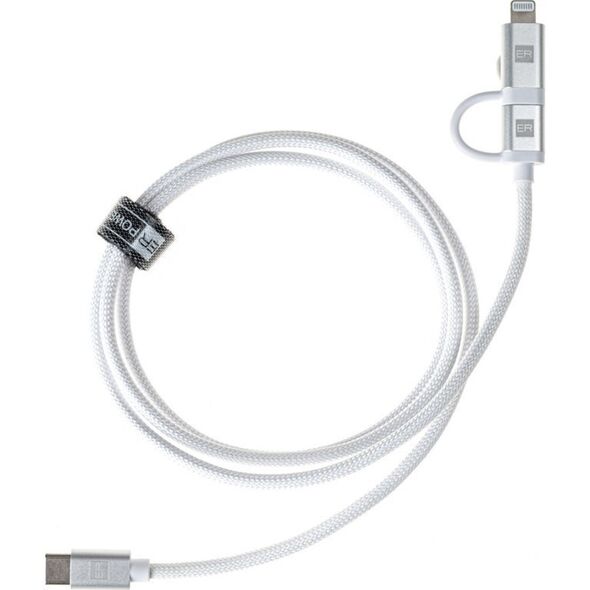 Καλώδιο ER Power Dual - καλώδιο USB-C/USB-C και Lightning MFI 1m λευκό - Εγγύηση ασφάλειας. Απλές δόσεις. Δωρεάν αποστολή από 170 zł.