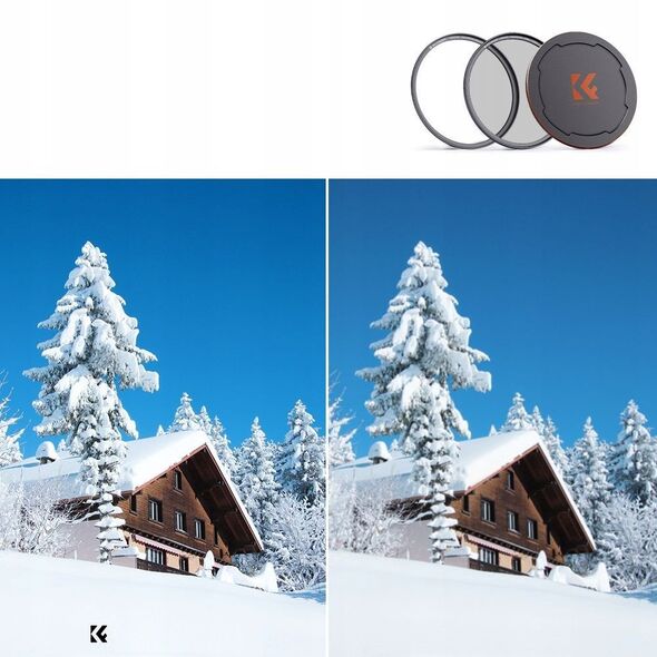 Zestaw 3w1 Filtr Polaryzacyjny Cpl Pierścień Magnetyczny Dekielek K&f 72 Mm / Sku.1706