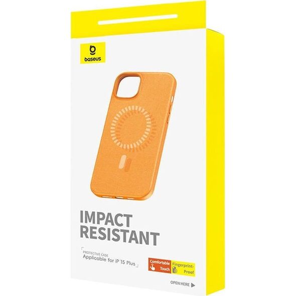 Baseus Magnetyczne Etui na telefon iPhone 15 Plus Baseus Fauxther Series (Pomarańczowe)