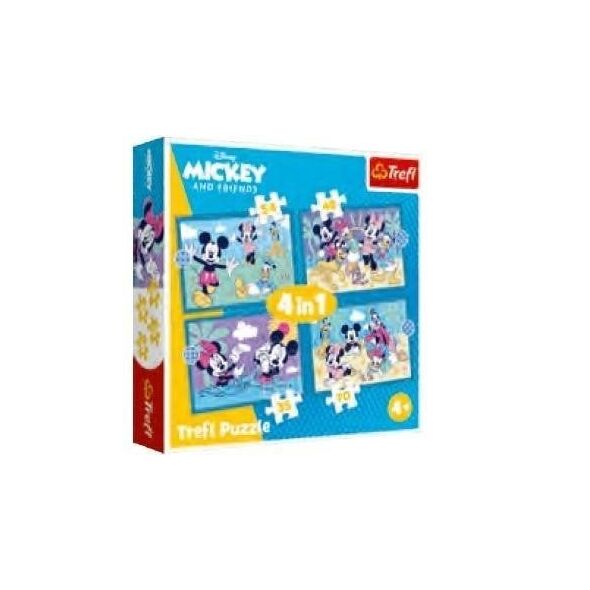 Puzzle 4w1 Zabawne zdarzenia Myszki Miki TREFL