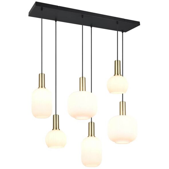 Pendant lamp TRIO DIVA, 6xE27, max 6x10W brass/white 85x20x150cm