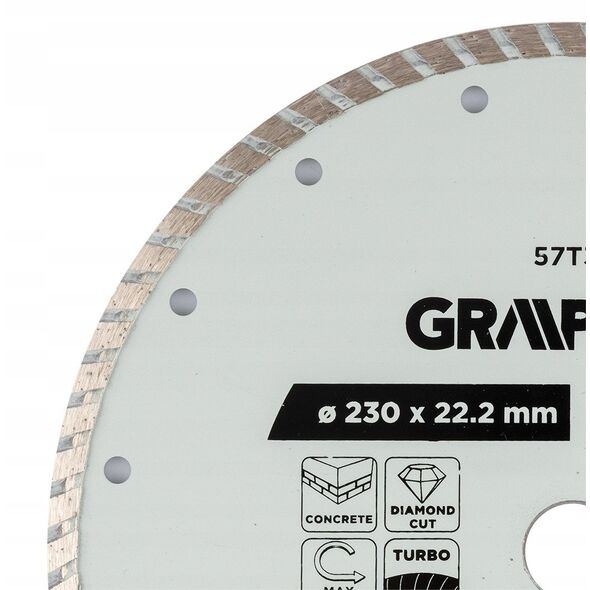 Diamond cutting disc GRAPHITE, 230 x 2.8 x 22.2 mm, for concrete, dry cutting