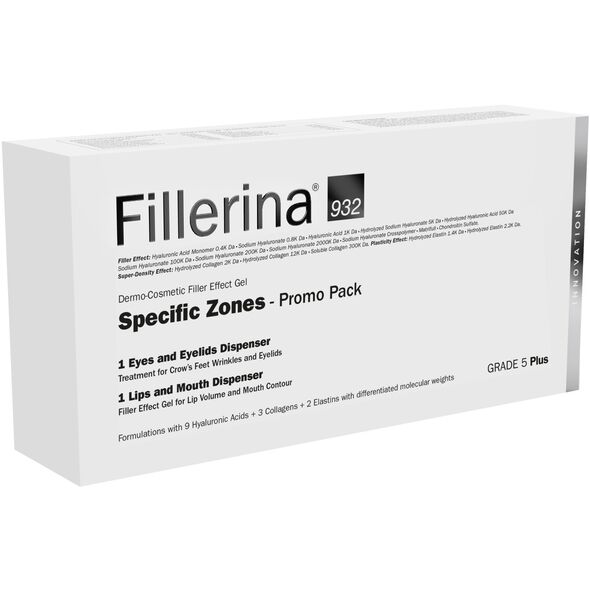 Set Labo: Fillerina 932 Specific Zones Grade 5 Plus, Anti-Wrinkle, Day & Night, Local Treatment Cream, For Eyes & Eyelids, 15 ml + Fillerina 932 Specific Zones Grade 5 Plus, Hyaluronic Acid, Volumizing, Local Treatment Cream, For Lips, 7 ml For Women