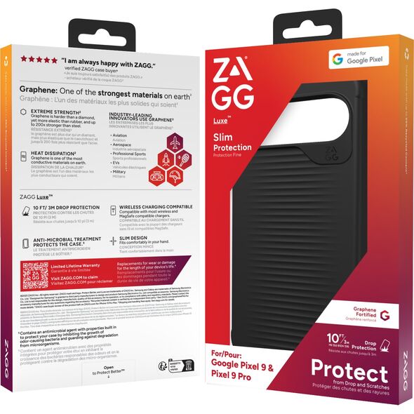 ZAGG Luxe, Cover, Google, Pixel 9/ Pixel 9 Pro, 16 cm (6.3"), Black
