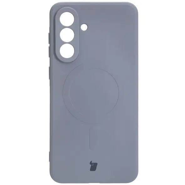 Silikonowe etui z pierścieniem magnetycznym Bizon Case Silicone Magnetic Sq do Samsung Galaxy A56 5G szare