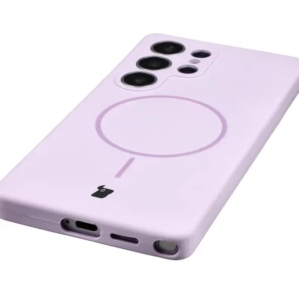 Silikonowe etui z pierścieniem magnetycznym Bizon Soft Case Magnetic do Samsung Galaxy S25 Ultra jasnofioletowe