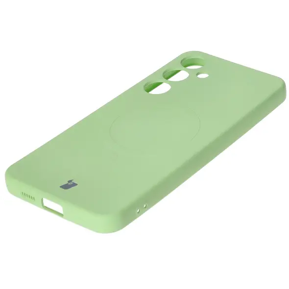 Silikonowe etui z pierścieniem magnetycznym Bizon Case Silicone Magnetic do Samsung Galaxy S25+ Plus / S24+ Plus jasnozielone