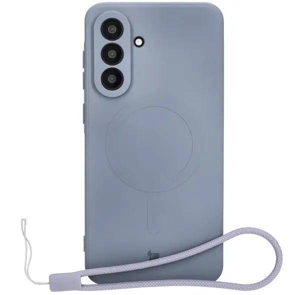 Silikonowe etui z pierścieniem magnetycznym Bizon Case Silicone Magnetic Sq do Samsung Galaxy A56 5G szare