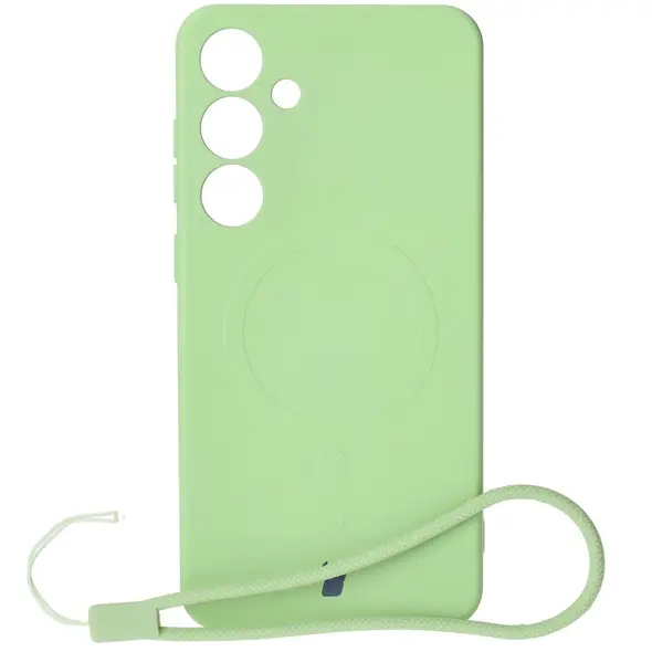 Silikonowe etui z pierścieniem magnetycznym Bizon Case Silicone Magnetic do Samsung Galaxy S25+ Plus / S24+ Plus jasnozielone