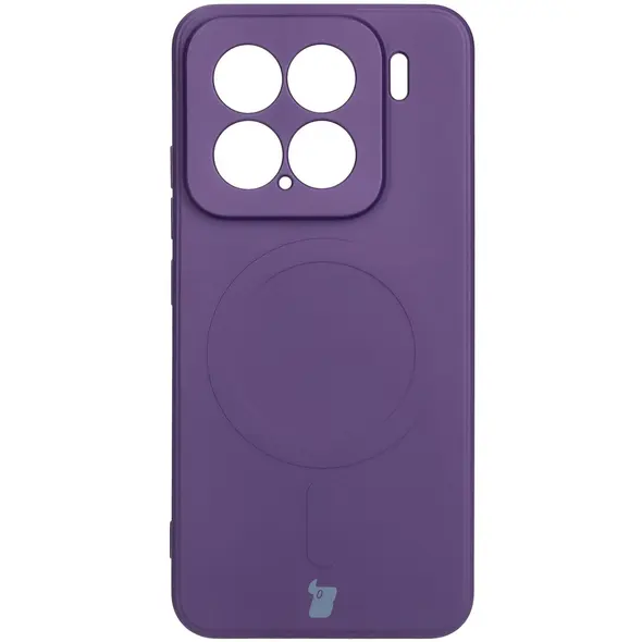 Silikonowe etui z pierścieniem magnetycznym Bizon Case Silicone Magnetic Sq do Xiaomi 15 śliwkowe