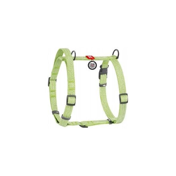 Collar WauDog Re-Cotton Szelki z rączką z regenerowanej bawełny anatomiczne w kształcie litery H, odblaskowe z QR-paszportem, plastikowy fastex, L jasnozielone