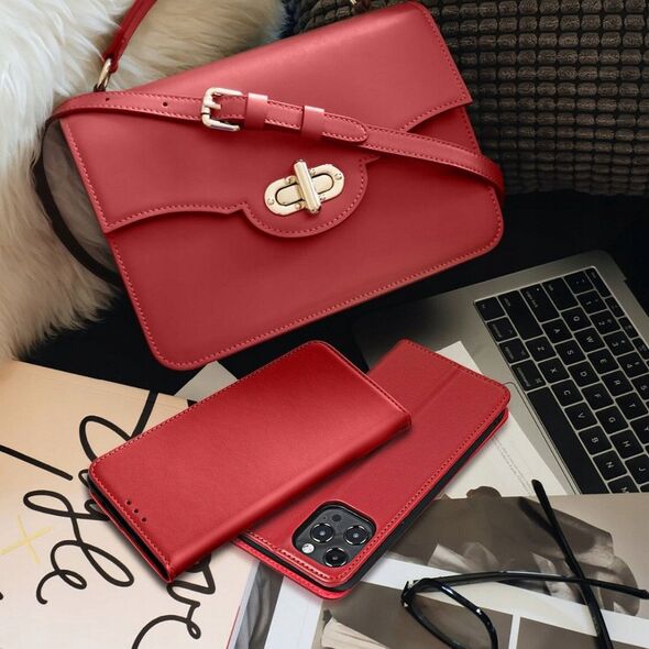 Kabura SMART PRO Book skórzana do IPHONE 17 bordowy