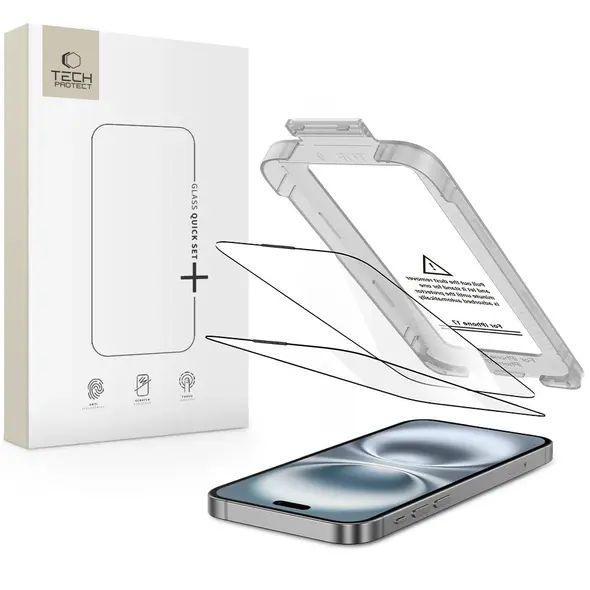 Szkło hartowane Tech-Protect Quick Set+ do Apple iPhone 17 Black [2 PACK]