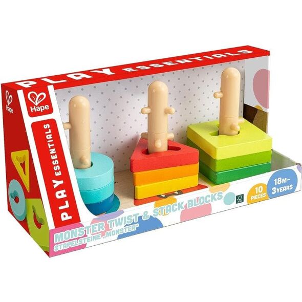 Hape HAPE mediniai blockeliai Monster Twist & Stack, E0494A 13784641 6943478036413