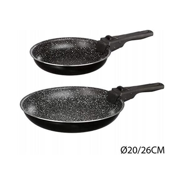 Patelnie z kamienną powłoką i zdejmowaną rączką, Ø 20 i 26 cm, 2 sztuki