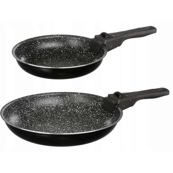 Patelnie z kamienną powłoką i zdejmowaną rączką, Ø 20 i 26 cm, 2 sztuki