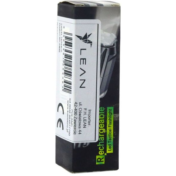 Latarka LED Regulacja Zoom 3 Tryby Świecenia Ładowanie USB Czarna LEAN
