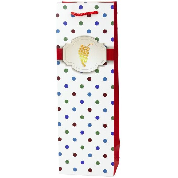 Torba Prezentowa Na Wino Butelkę W Kropki 35 x 12 x 9 cm LEAN