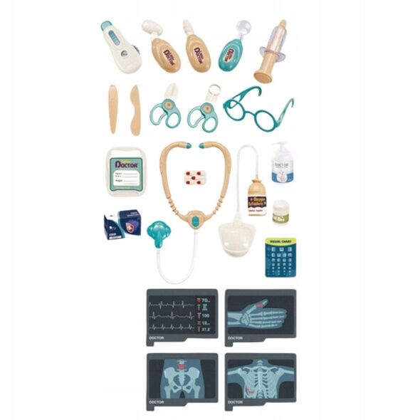 Zestaw Doktora Akcesoria Medyczne RTG EKG Światła Dźwięki 26 el.