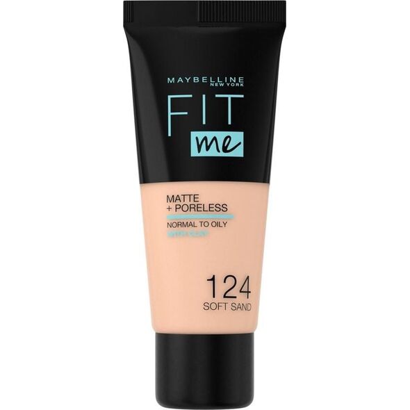 Maybelline  Maybelline Fit Me! Matte Poreless Podkład 30ml 124 Soft Sand