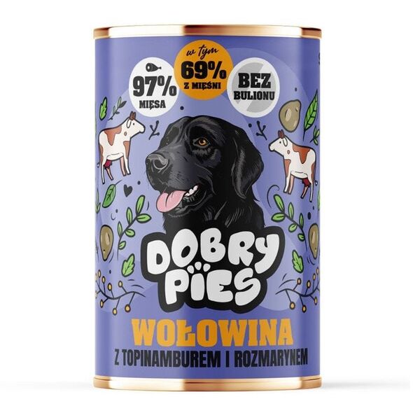 DOBRY PIES Wołowina z topinamburem i rozmarynem mokra karma dla psa 400g