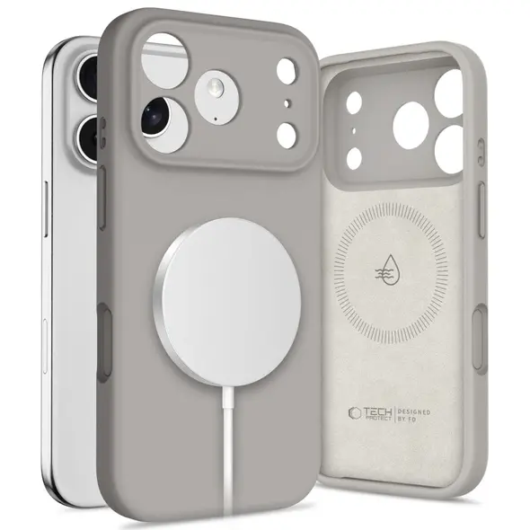 Etui Tech-Protect Silicone MagSafe do Apple iPhone 17 Pro Max Stone Grey