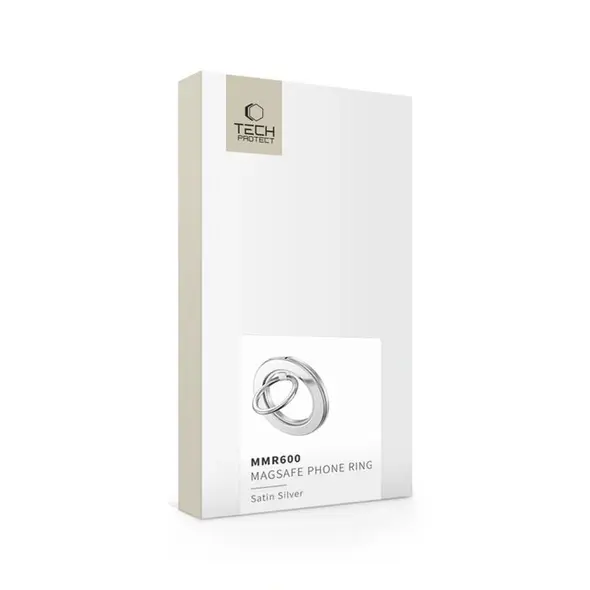 Uchwyt na palec z blaszką Tech-Protect MMR600 Magnetic MagSafe Phone Ring Satin Silver