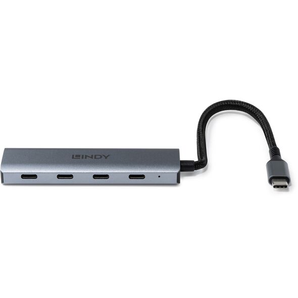 Lindy 43414 huby i koncentratory USB 3.2 Gen 2 (3.1 Gen 2) Type-C 10000 Mbit/s Szary