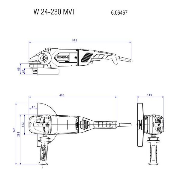 Szlifierka Metabo Szlifierka kątowa 230mm W 24-230 MVT 2400W z wyłącznikiem czuwakowym (606467260)