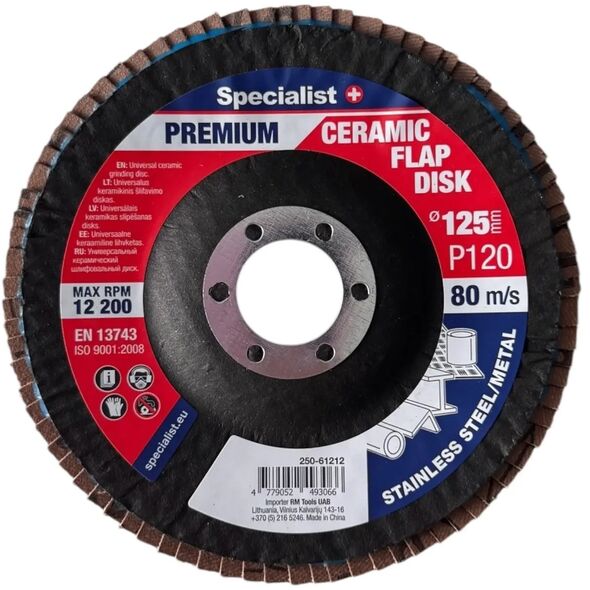 Flap disc 125 mm, P120, Ceramic PREMIUM, SPECIALIST+
