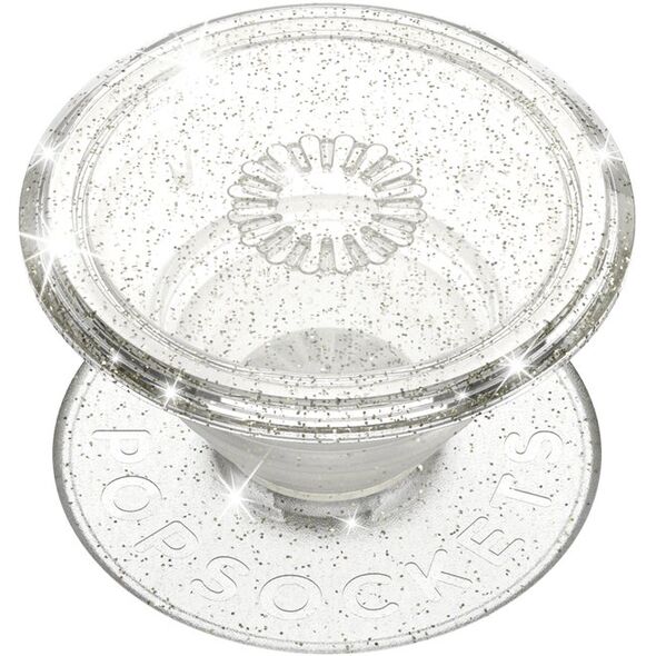 PopSockets Clear Glitter Silver, Grip, Silver, Translucent, Universal, Anything with a smooth hard plastic case, 1 pc(s), 38.8 mm