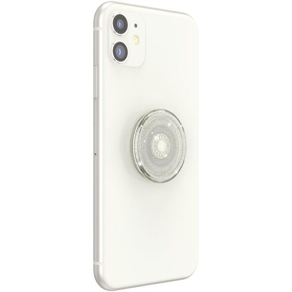 PopSockets Clear Glitter Silver, Grip, Silver, Translucent, Universal, Anything with a smooth hard plastic case, 1 pc(s), 38.8 mm