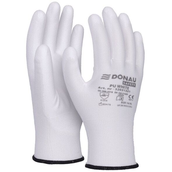 Rękawice Donau Safety PU White rozm.10 białe