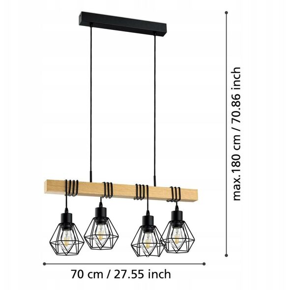 Wall lamp EGLO MARYWELL, E27, 1x40W, black/brown, 8.7x32.4x30