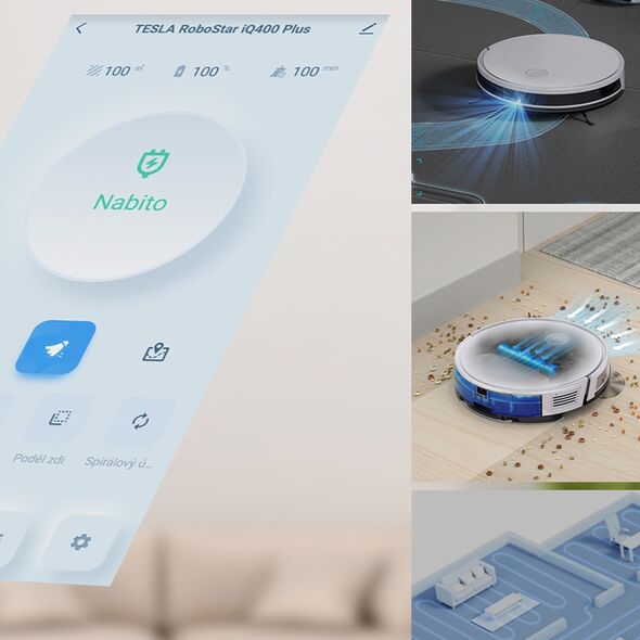 Plaunantis dulkiu siurblys robotas TESLA RoboStar iQ400