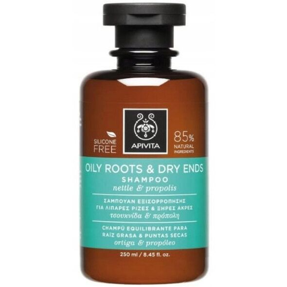 APIVITA_Oily Roots &amp| Dry Ends Shampoo with Nettle &amp| Propolis szampon regulujący przetłuszczanie u nasady i odżywiający suche końcówki z Pokrzywą i Propolisem 250ml