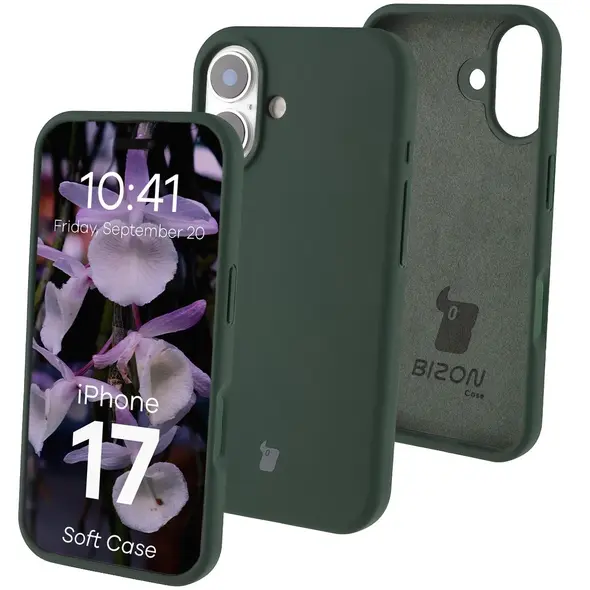 Silikonowe etui Bizon Soft Case do Apple iPhone 17 ciemnozielone