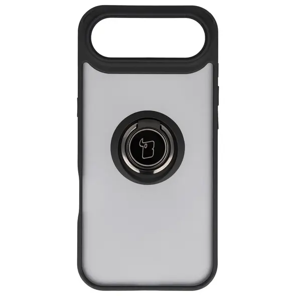 Etui z uchwytem na palec Bizon Case Hybrid Ring do Apple iPhone 17 Air przydymione z czarną ramką